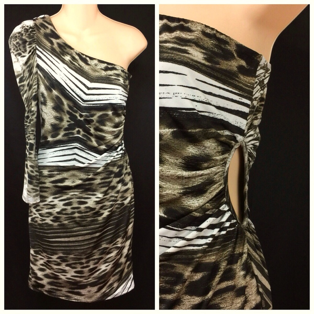 FOREVER 21 Cheetah Animal Print Formal Asymmetrical  Dress Size Small